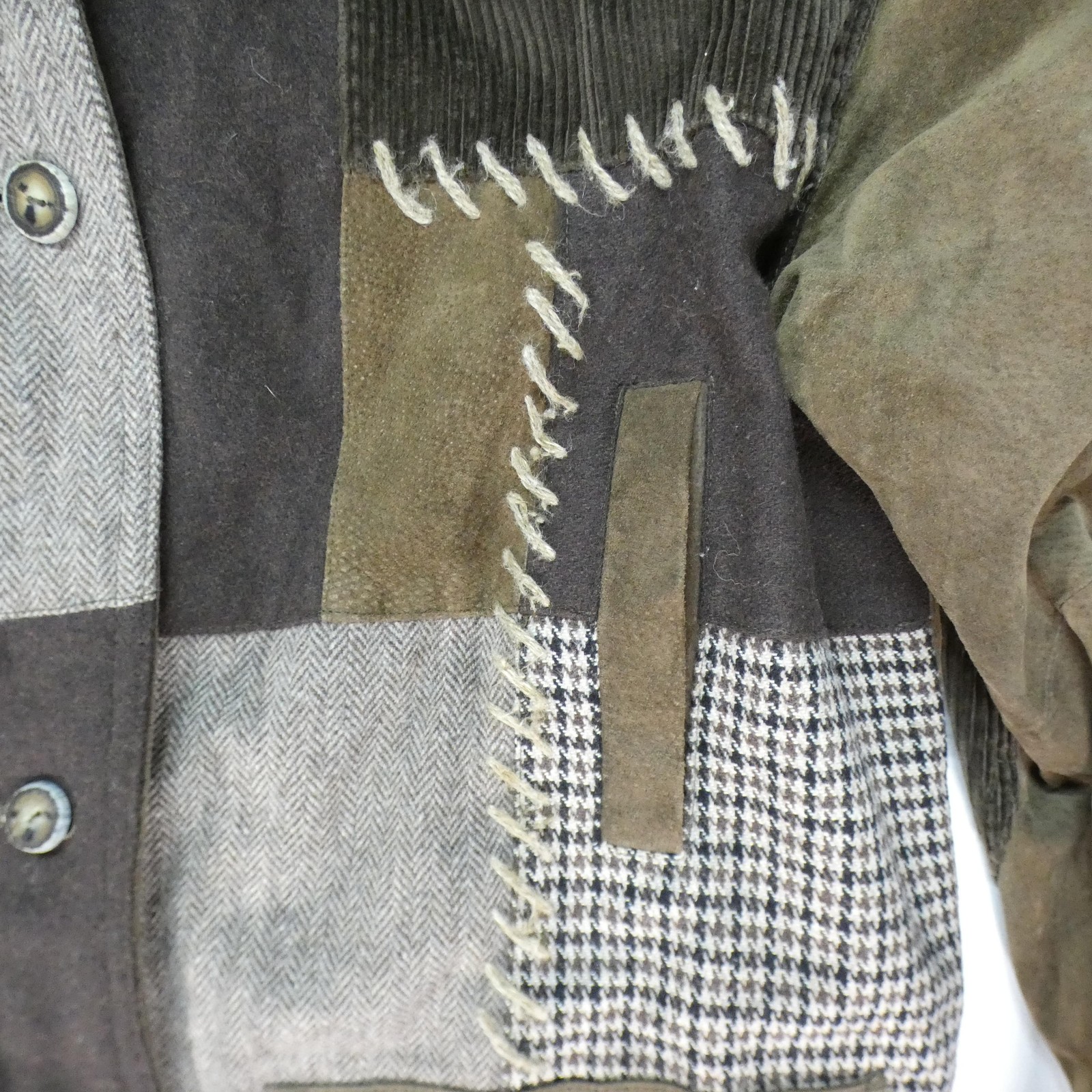 Vintage Patchwork Suede Leather Wool Jacket Women… - image 6