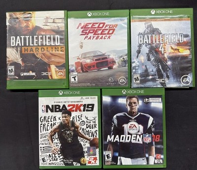5 Game Lot - Need for Speed Payback, Madden, NBA2K, Battlefield 4- Xbox One -E4