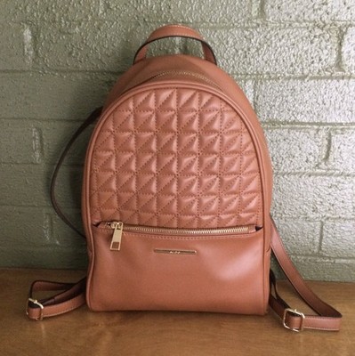 Aldo Carmal Brown Quilted Backpack Faux Leather NWOT
