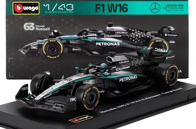 Mercedes GP F1 W16 2025 Season #63 George Russell in 1:43 scale w/ pilot and sho