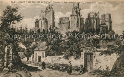 Pierrefonds Oise Chateau avant la restoration d apres une engraving artist card