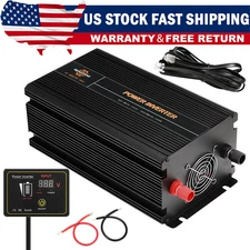 Power Inverter 2000W 4000W 12V DC to 110V 120V AC LCD Cable Car Boat RV D Auto