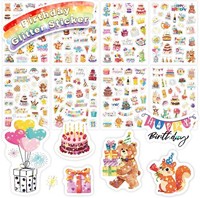 Sticker Geburtstag FüR Kinder - 8 PCS Glitzer Happy Birthday Aufkleber,Birthday