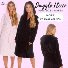 Ladies Womens Plus Sizes Dressing Gown Super Soft Warm Womens Hooded Lounge Robe