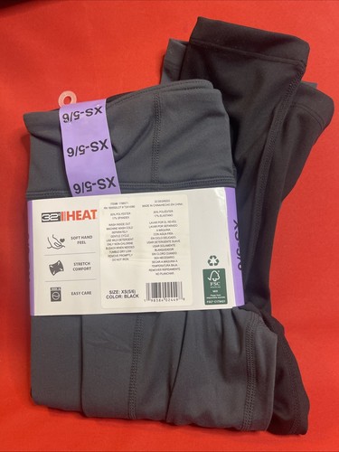 32 Degrees -Heat Active Legging -XS 5-6 - Girls 2pk Soft Black & Gray Youth NEW - Picture 2 of 2