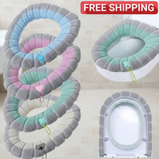 Soft Knit Toilet Seat Cover Warm Washable Thick Bathroom Cushion Pad Elastic Mat