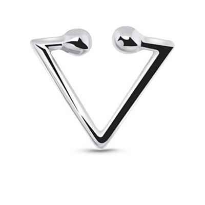 925 Sterling Silver Fake Septum Clicker Hanger Clip On Nose Ring Hoop Chevron