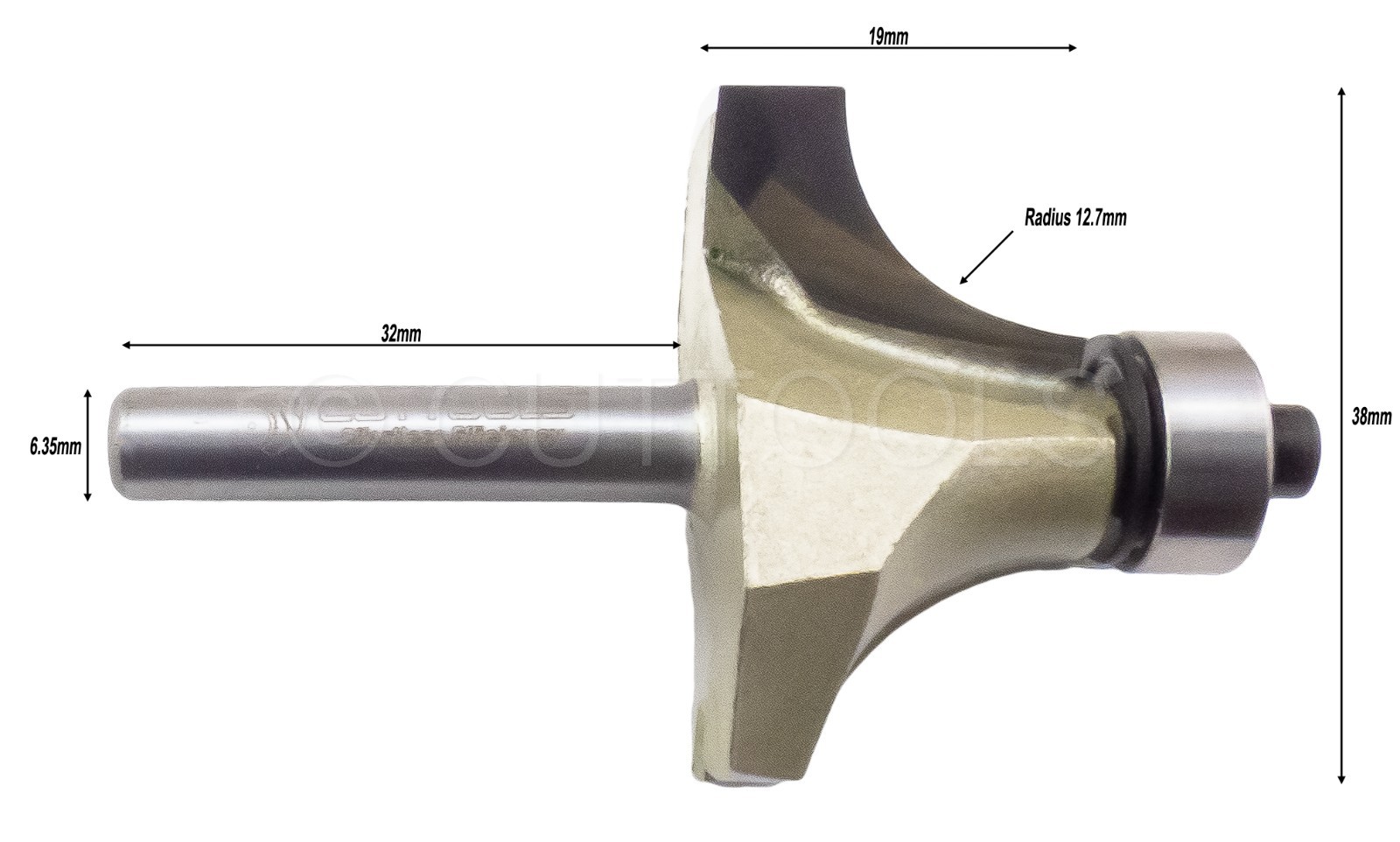 Cuttools 1/4"" Shank Round Over Router Bit 12.7mm Radius Woodworking Cutter