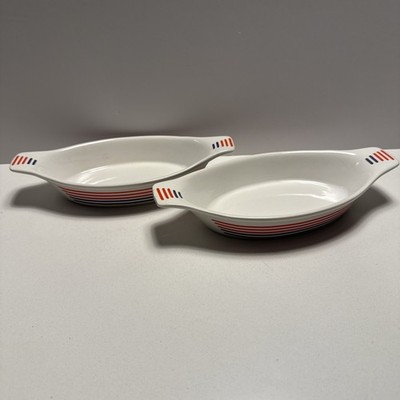 VINTAGE NORTHLAND JAPAN Floral BAKING DISH FLORAL Ceramic 9x4.5x1.5  WHITE OVAL