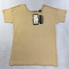 VTG Linda Allard Ellen Tracy Silk Knit Shell Top Saffron NWT Medium Boat Neck