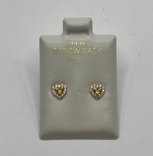 14k Yellow Gold Yellow Stone Heart Earrings