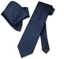 Vesuvio Napoli NAVY BLUE PAISLEY NeckTie and Handkerchief Matching Neck Tie Set