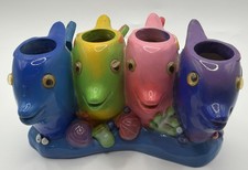 Challis  Roos Sea Life Whimsical Fish Toothbrush Holder 4-Spot Spring Tails