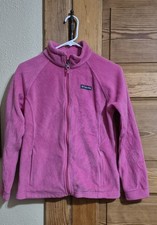 Columbia Fleece Jacket Youth Girls Size XL Pink Full Zip High Neck Pockets