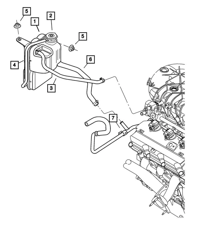 Botella de recuperación de refrigerante genuina Mopar 2004-2008 Chrysler Pacifica 4880498AC Foto 3 de 3