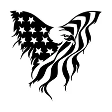 Vinyl Decal for Window - Bald Eagle, American Flag (Various Colors/ Sizes)
