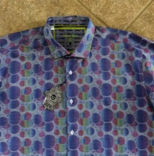 Luchiano Visconti Casual Shirt Big & Tall XLT Multi Geometric Circles $165 NWT