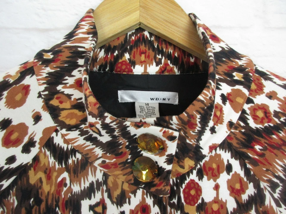 Chaqueta Blazer WD NY Mujer Talla 14 Marrón y Tostado Manga Ondulada Otoño Glamour Foto 4 de 4