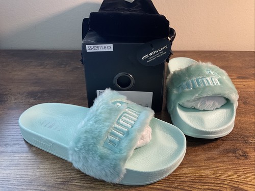 Welvarend streep pijpleiding Puma x Fenty Rihanna Fur Slide Womens 365772-01 Bay Green Sandals Size 5.5  Women 190276351774 | eBay