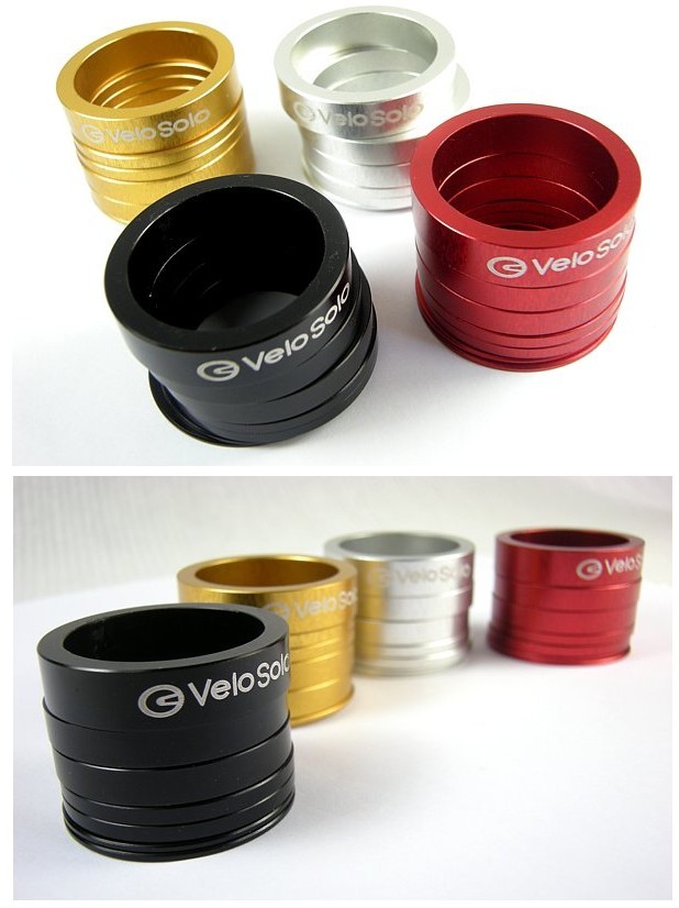 VeloSolo CNC 7 piece 1 1/8" HEADSET SPACER KIT fixed track threaded UK