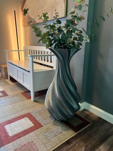 Jarrón de piso alto decorativo grande espiral elegante florero de piso de 28 pulgadas - Imagen 20 de 26
