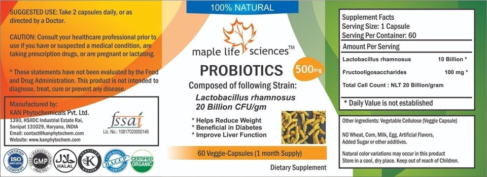 Probiotic Lactobacillus Rhamnosus 20 Billion CFU/gm Capsules - 500mg - AU Stock - image 3 of 3