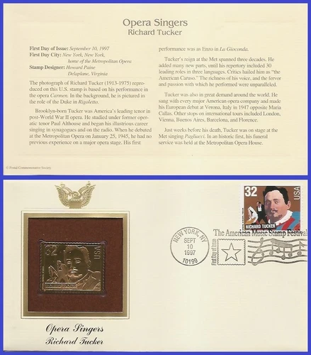 USA7 #3155 U/A GOLDEN REPLICA FDC   Opera Singer Richard Tucker