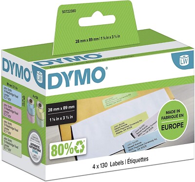 DYMO Etikettenrollen für Etikettendrucker S0722380 farbig sortiert, 28,0 x 89,0