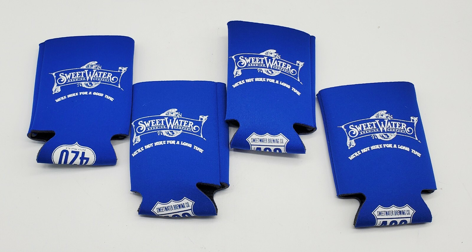 Sweet Water Brewing Company 420 Strain Beer Can Cooler Koozie Set of 4 BLUE