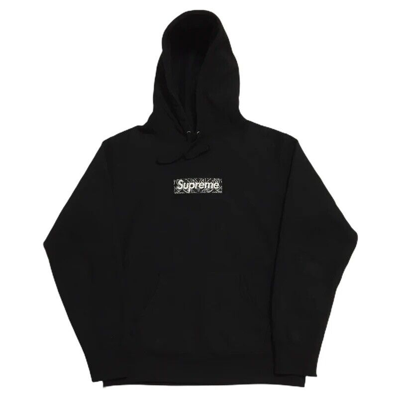 New Supreme Bandana Box Logo Hoodie Paisley FW 2019 Black New Supreme Bandana Box Logo Hoodie Paisley FW 2019 Black