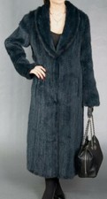S-m New! Luxury Real Blue Mink Fur Coat Long Beautiful Handmade