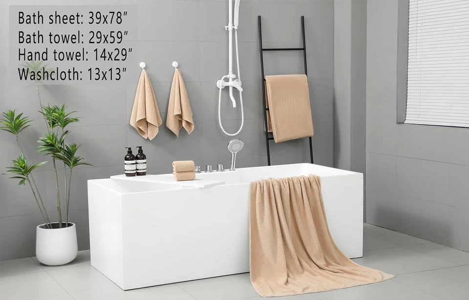 Juego de 6 toallas de baño de gran tamaño 39"x78" sábanas de ducha extra grandes suaves de secado rápido Foto 3 de 4