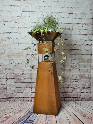 Wunschtext Saule Modern Edelrost Mit Edelstahl Rost Garten Dekoration Stele Ebay