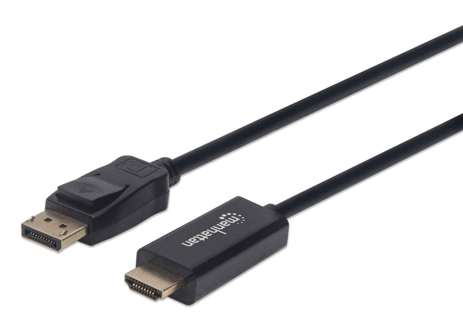 Manhattan DisplayPort 1.1 to HDMI Cable, 1080p@60Hz, 3m, Male to Male, DP With L