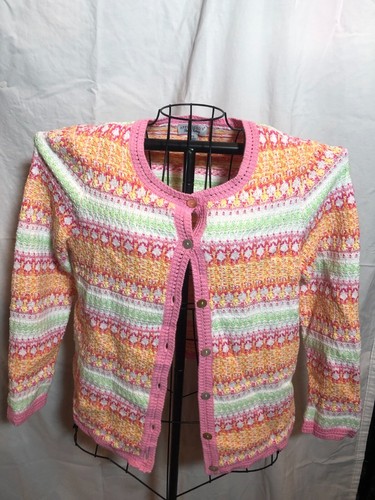 Appleseeds Limited Edition Petite SMALL Multicolor Striped Sweater Cardigan #FXT
