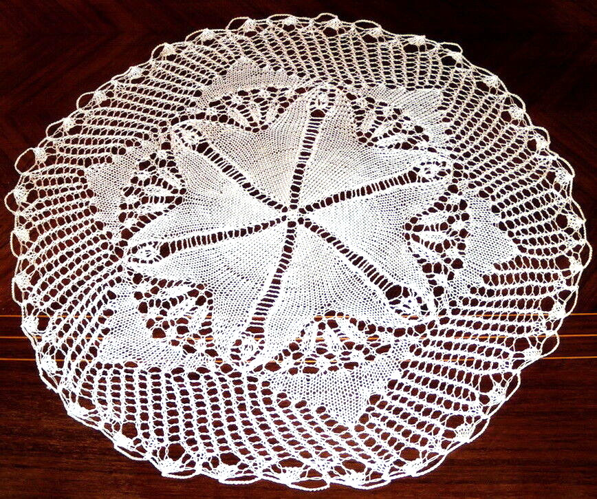 Napperon tricot d'art rond de 43 cm, décoration de table bohème chic