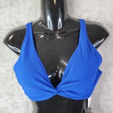 Womens Blue Shade  Shore Lined Triangle Bikini Top Twist Front Textured 34 B