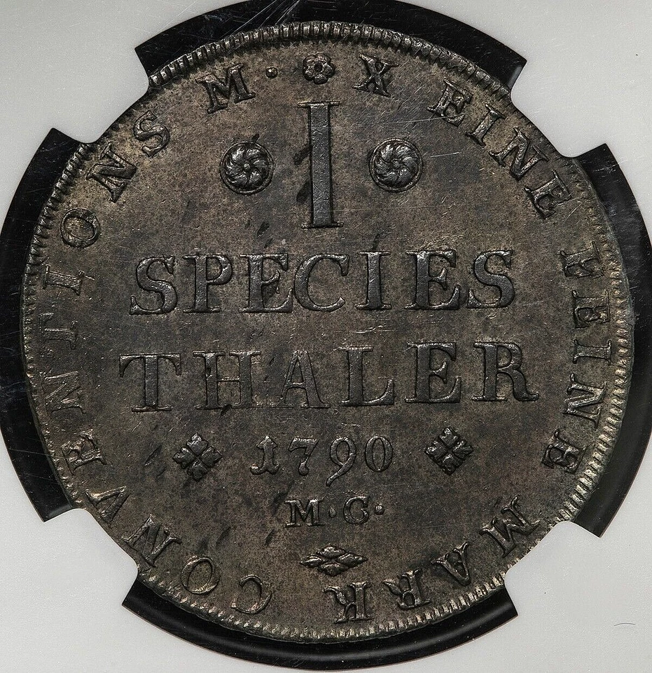 1790 MC German States BRUNSWICK-WOLFENBUTTEL Thaler Silver Coin NGC AU-Details - Image 3 of 3