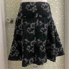 Vintage No Appt Necessary Size S Black White Embroidered Floral Boho Skirt