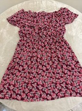Express Women Pink Boat Neck Short Sleeve Stretch Fit & Flare Dress Size Large