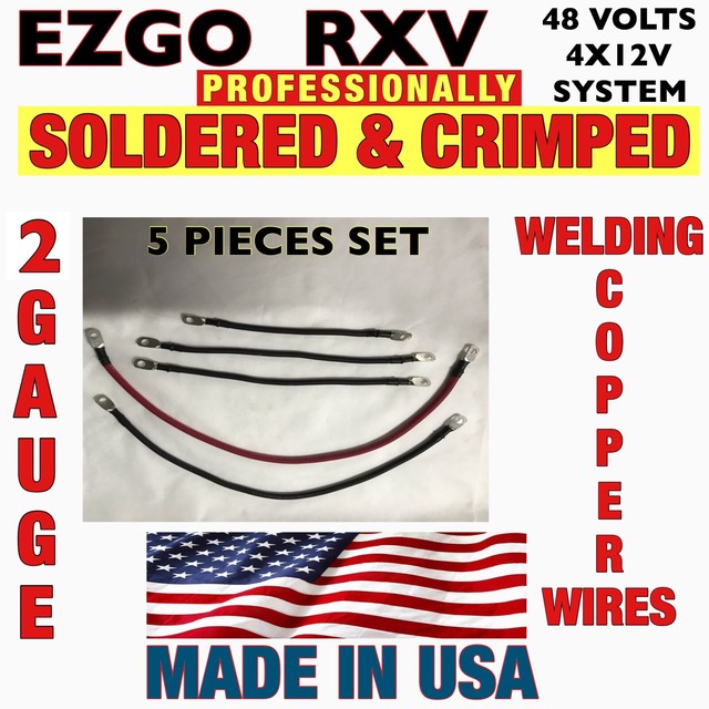 EZGO RXV Golf Cart Battery Cable battery cables Set 2 Gauge 4X12 VOLTS