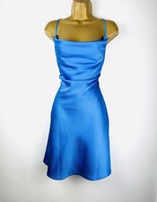 Womens Karen Millen Cobalt Blue Hammered Satin Strappy Dress Size 8 BNWT