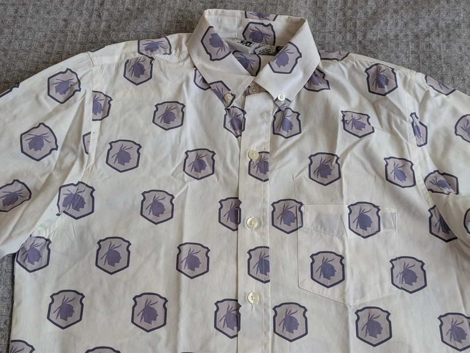 Camisa Kennington Hombre Pequeña Blanca Púrpura Cabeza de Indio Nativo Americano Estampado Camafeo Foto 2 de 4