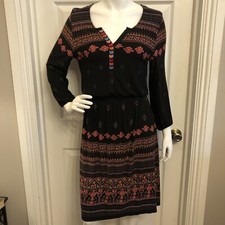 NURTURE SZ S Boho  Embroidered Dress Rayon/Spandex Pullover Lightweight Hippie