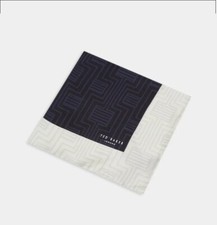 Ted Baker HYTHE 49 Navy Geo Print Silk Pocket Square BNWT Handkerchief