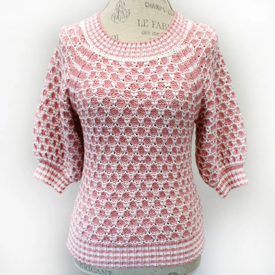 Blusa suéter Rebecca Taylor La Vie argyle tejido cinta mangas 3/4 punto XS Foto 2 de 4