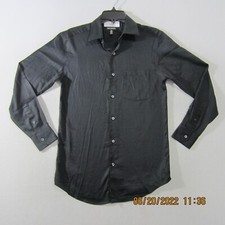 George Shirt Mens Small Black Button Up Long Sleeve Pocket Lightweight Casual