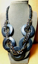 Unbranded~Boho Style Wood and Acrylic Bead Chocker Collar Necklace