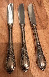3 X Messer Rokoko Kierdorf 100 Er Silber Obst Menu Tafel Ewb 21 Cm