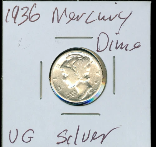 1936 Silver Mercury Dime VG